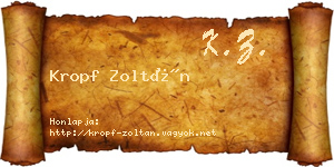 Kropf Zoltán névjegykártya